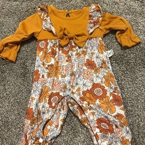 Floral Baby Romper with Mustard Top